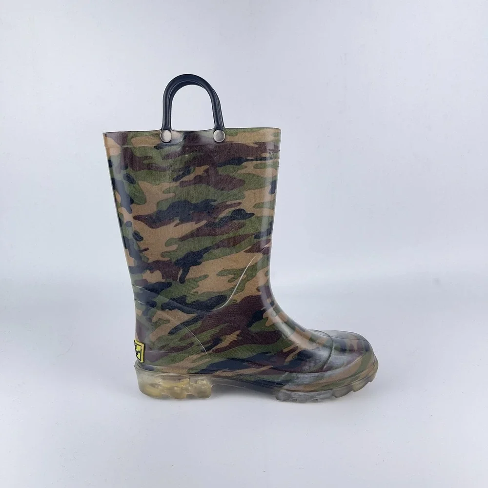Western Chief Rain Boots Kids 13/1 Multi‎ Camo Lighted Waterproof Pull On Straps